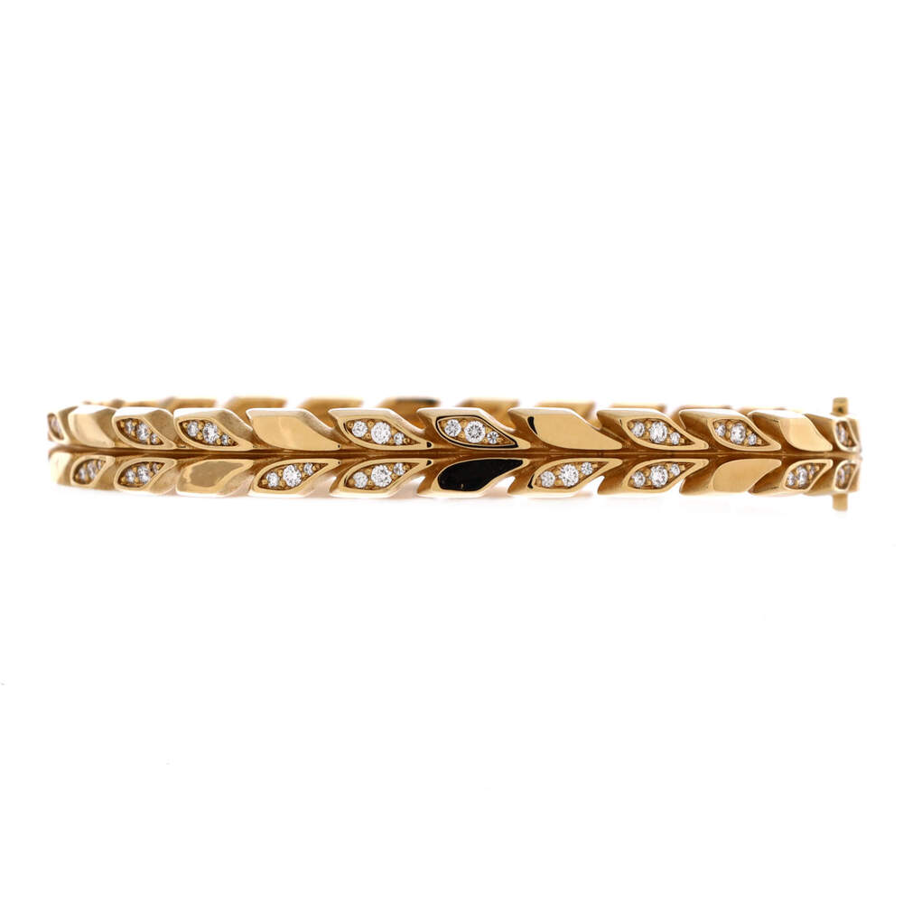 Tiffany & Co. Victoria Vine Hinged Bangle Bracelet 18K Yellow Gold with Diamonds